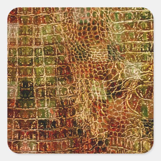Faux Alligator Animal Skin Leather Red Brown Vierkante Sticker (Voorkant)
