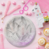 *~* Faux Amethyst Crystal Healing Energy Chakra Papieren Bordje (Feest)