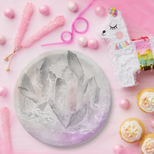 *~* Faux Amethyst Crystal Healing Energy Chakra Papieren Bordje (Feest)