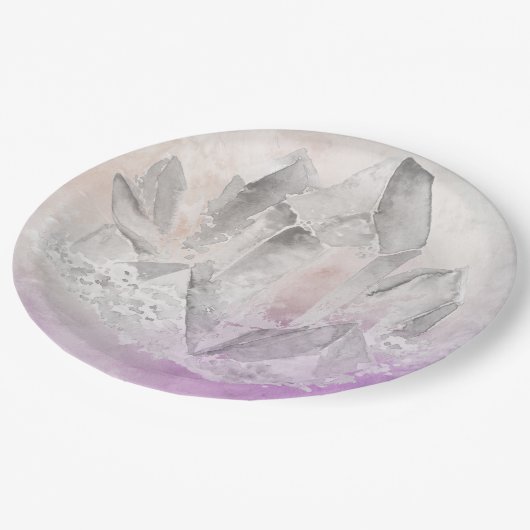 *~* Faux Amethyst Crystal Healing Energy Chakra Papieren Bordje (Gekanteld)