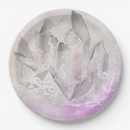 *~* Faux Amethyst Crystal Healing Energy Chakra Papieren Bordje (Voorkant)
