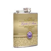 Faux Amethyst Gemstone Shiny Metallic Gold Damask Heupfles (Rechts)