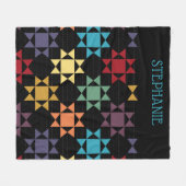 Faux Amish Quilt Heldere kleuren gepersonaliseerd Fleece Deken (Voorkant (Horizontaal))