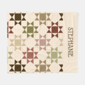 Faux Amish Quilt neutrale kleuren gepersonaliseerd Fleece Deken (Voorkant (Horizontaal))