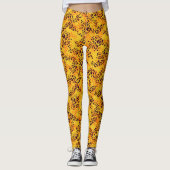 Faux Animal Print Pattern Yellow Leggings (Voorkant)