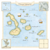 Faux Antiek Galapagos Archipel Kaart met Schepen Sticker (Voorkant)
