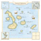 Faux Antiek Galapagos Archipel Kaart met Schepen Sticker (Voorkant)