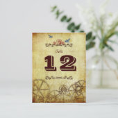 Faux Antiek Gold Victoriaans Steampunk Wedding Briefkaart (Staand voorkant)