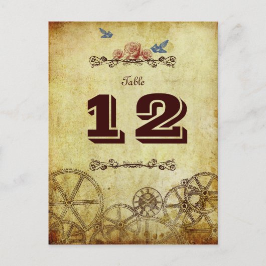 Faux Antiek Gold Victoriaans Steampunk Wedding Briefkaart (Voorkant)