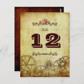 Faux Antiek Gold Victoriaans Steampunk Wedding Briefkaart (Voorkant / Achterkant)