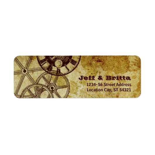 Faux Antiek Gold Victoriaans Steampunk Wedding Etiket (Voorkant)