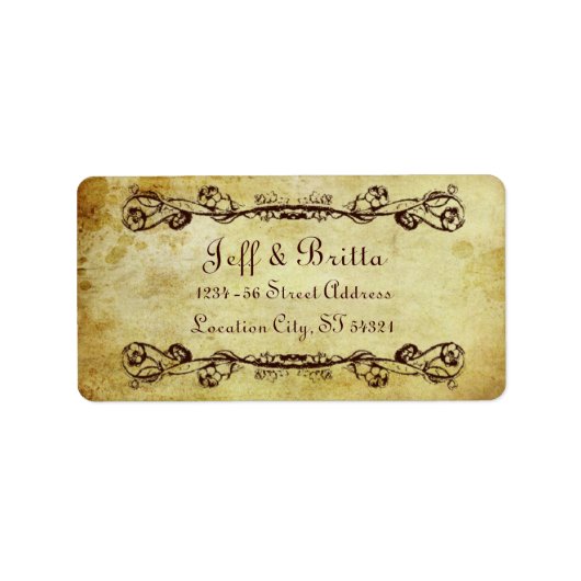 Faux Antiek Gold Victoriaans Steampunk Wedding Etiket (Voorkant)