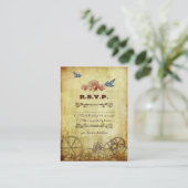 Faux Antiek Gold Victoriaans Steampunk Wedding Informatiekaartje (Staand voorkant)