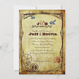 Faux Antiek Gold Victoriaans Steampunk Wedding Kaart