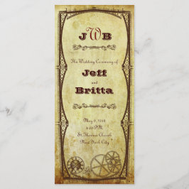 Faux Antiek Gold Victoriaans Steampunk Wedding Programmakaart