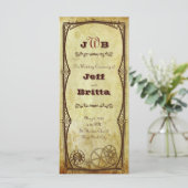 Faux Antiek Gold Victoriaans Steampunk Wedding Programmakaart (Staand voorkant)
