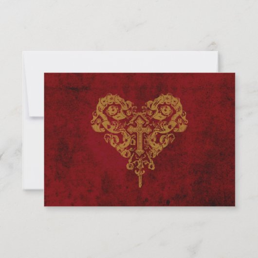 Faux Antiek Gold Victoriaans Steampunk Wedding RSVP Kaartje (Achterkant)
