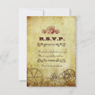 Faux Antiek Gold Victoriaans Steampunk Wedding RSVP Kaartje