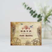 Faux Antiek Gold Victoriaans Steampunk Wedding Uitnodiging Briefkaart (Staand voorkant)
