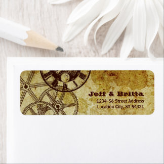 Faux Antiek Goud Victoriaans Steampunk Wedding v2 Etiket