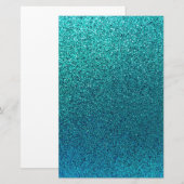 Faux Aqua Blauwgroen Turquoise Blue Glitter Backgr Briefpapier (Voorkant / Achterkant)