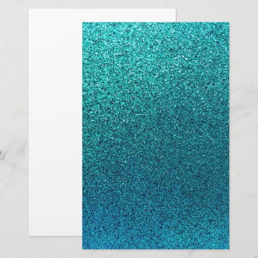 Faux Aqua Blauwgroen Turquoise Blue Glitter Backgr Briefpapier (Voorkant / Achterkant)