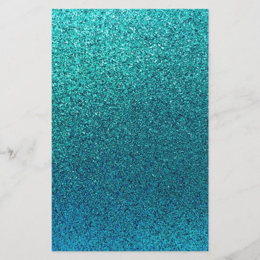 Faux Aqua Blauwgroen Turquoise Blue Glitter Backgr Briefpapier (Voorkant)