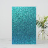 Faux Aqua Blauwgroen Turquoise Blue Glitter Backgr Briefpapier (Staand voorkant)