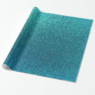 Faux Aqua Blauwgroen Turquoise Blue Glitter Backgr Cadeaupapier