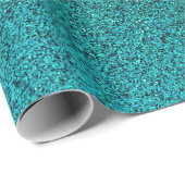 Faux Aqua Blauwgroen Turquoise Blue Glitter Backgr Cadeaupapier (Rol Hoek)