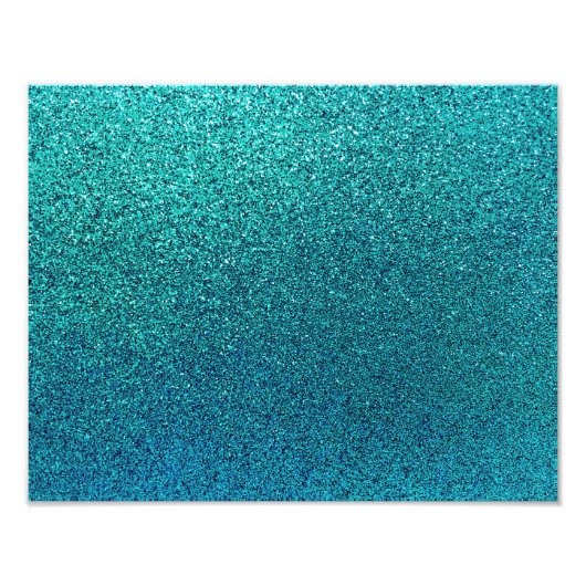 Faux Aqua Blauwgroen Turquoise Blue Glitter Backgr Foto Afdruk (Voorkant)