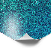 Faux Aqua Blauwgroen Turquoise Blue Glitter Backgr Foto Afdruk (Hoek)