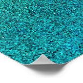 Faux Aqua Blauwgroen Turquoise Blue Glitter Backgr Poster (Hoek)