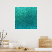 Faux Aqua Blauwgroen Turquoise Blue Glitter Backgr Poster (Keuken)