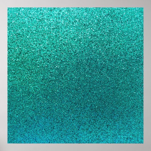 Faux Aqua Blauwgroen Turquoise Blue Glitter Backgr Poster (Voorkant)