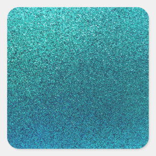 Faux Aqua Blauwgroen Turquoise Blue Glitter Backgr Vierkante Sticker