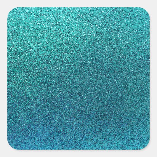 Faux Aqua Blauwgroen Turquoise Blue Glitter Backgr Vierkante Sticker (Voorkant)