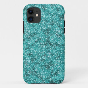 Faux Aqua Blue Glitter iPhone 11 Hoesje