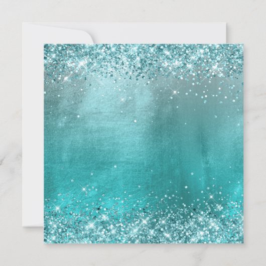 Faux Aqua Blue Glitter en Folie 40th Birthday Kaart (Achterkant)