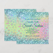 Faux Aqua Blue Glitter Rainbow Leopard Gradient Kaart (Voorkant / Achterkant)