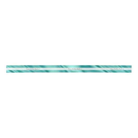 Faux Aqua Satin personaliseren "Happy Birthday" Satijnen Lint (Voorkant)