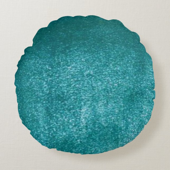 Faux Aqua Velvet illusie Rond Kussen (Voorkant)