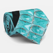 Faux Aqua Zebra Stripe & Jeweled Mojo Stropdas (Opgerold)