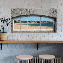 Faux Arched Window met Uitzicht van Sandy Beach