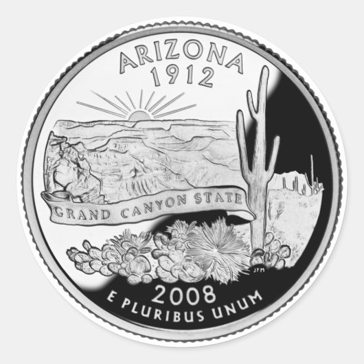 Faux Arizona State Quarter Grand Canyon State Ronde Sticker (Voorkant)