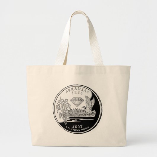 Faux Arkansas State Quarter Crater of Diamonds Grote Tote Bag (Voorkant)