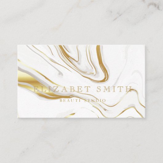 Faux Art Wit Goud Achtergrond Visitekaartje (Voorkant)
