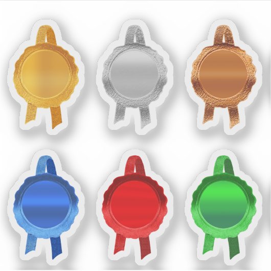 Faux Award/Certificaat Afdichting Linten (6ClrsPla Sticker (Voorkant)