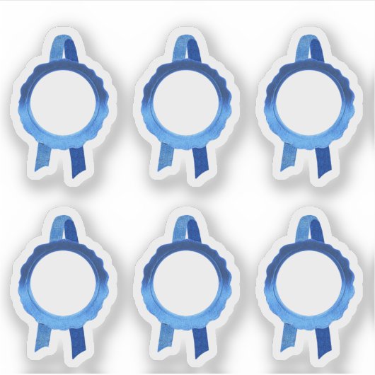 Faux Award/Certificaat Zegel Linten (Blauw Hollow) Sticker (Voorkant)