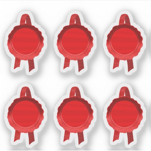 Faux Award/Certificaat Zegel Linten (Rood Vlak) Sticker (Voorkant)